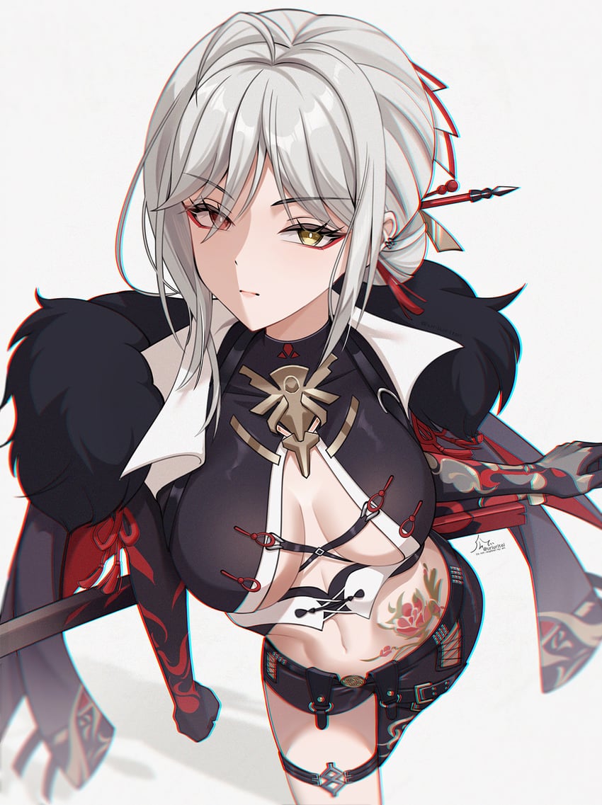 alpha and lucia: crimson weave (punishing: gray raven) drawn by uriuritei