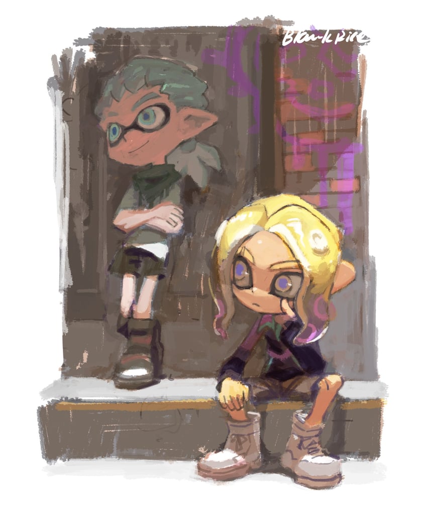 inkling player character, octoling player character, inkling boy, and octoling boy (splatoon and 1 more) drawn by milifeimili