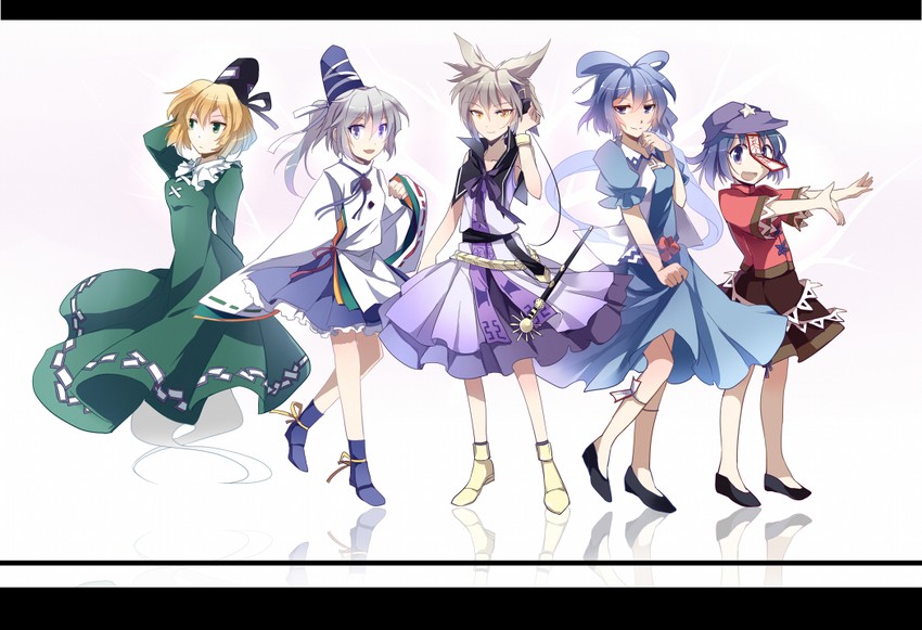 toyosatomimi no miko, mononobe no futo, kaku seiga, miyako yoshika, and soga no tojiko (touhou) drawn by yetworldview_kaze