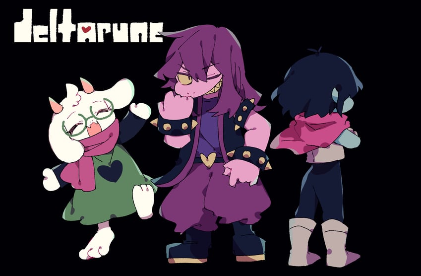 kris, ralsei, and susie (deltarune) drawn by nikorashi-ka