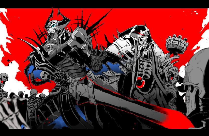 king hassan and ainz ooal gown (fate and 2 more) drawn by gazari