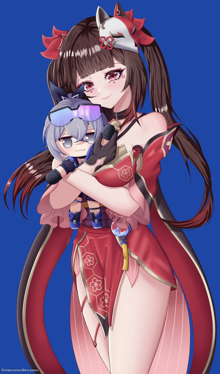 sparkle and silver wolf (honkai and 1 more) drawn by crimsonedreams