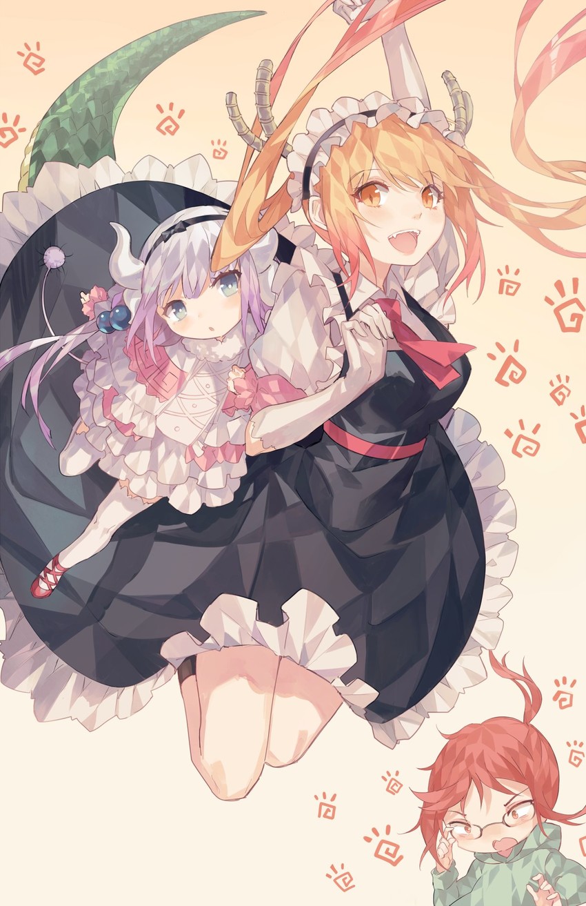 kanna kamui, tohru, and kobayashi (kobayashi-san chi no maidragon) drawn by kaneblob