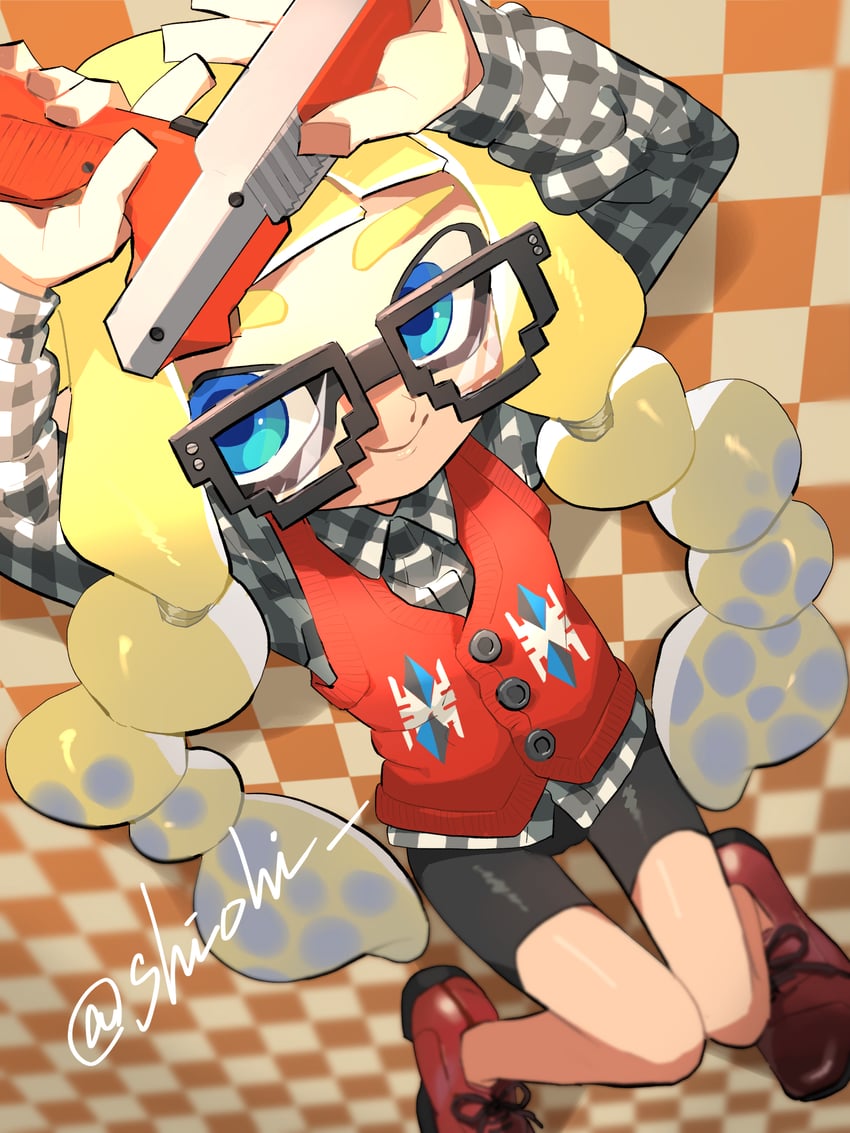 octoling player character and octoling girl (splatoon and 1 more) drawn by shiohi