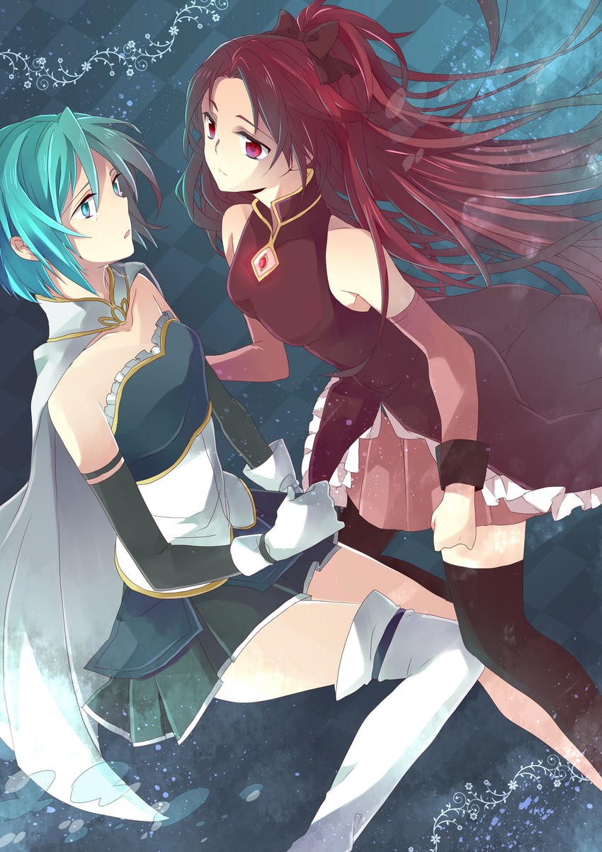 miki sayaka and sakura kyoko (mahou shoujo madoka magica) drawn by awa_(houteishiki)