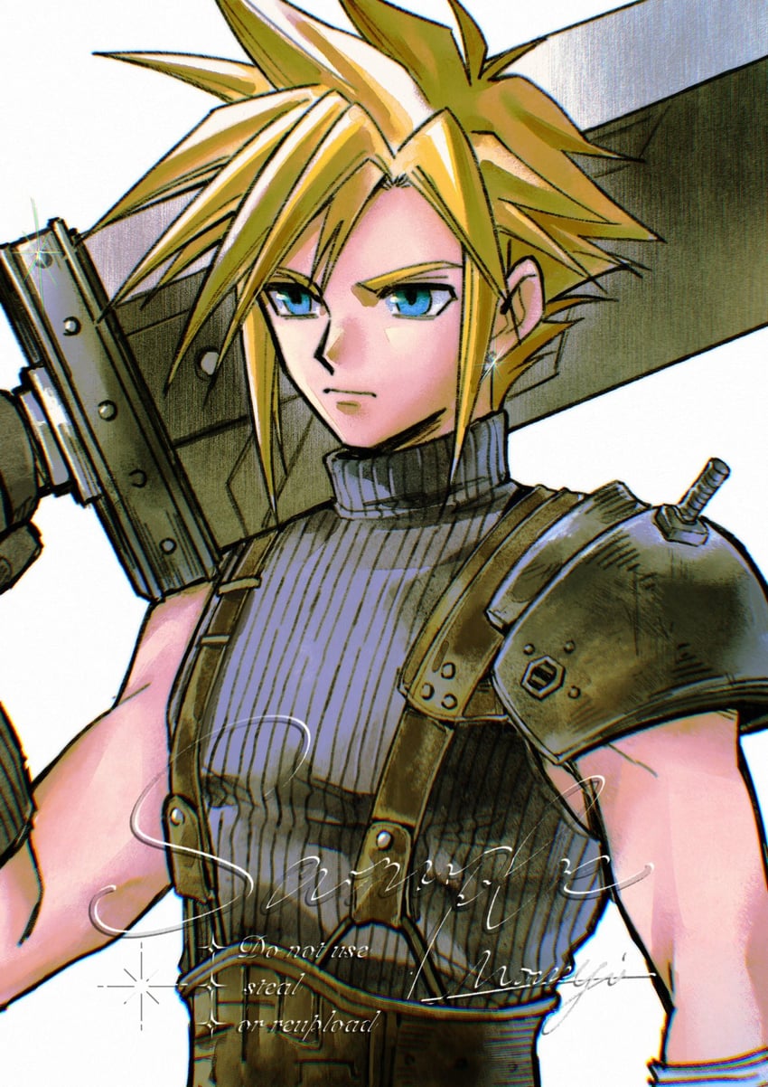 cloud strife (final fantasy and 1 more) drawn by mouyi