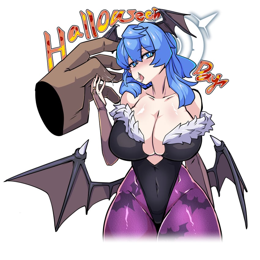 morrigan aensland and ako (blue archive and 1 more) drawn by lazy_ant