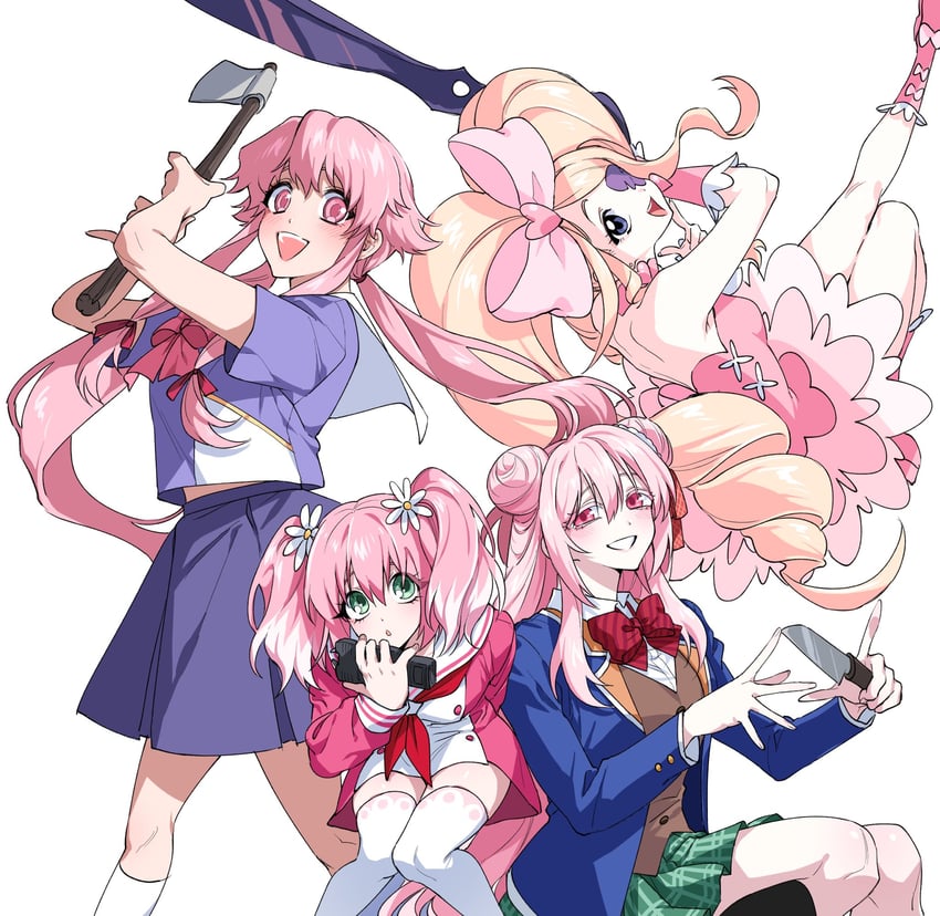 harime nui, gasai yuno, matsuzaka satou, and hiiragi nana (kill la kill and 3 more) drawn by pitteoggamja_(cyocyo_1234)