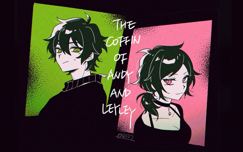 ashley graves and andrew graves (the coffin of andy and leyley) drawn by moch_ka_game
