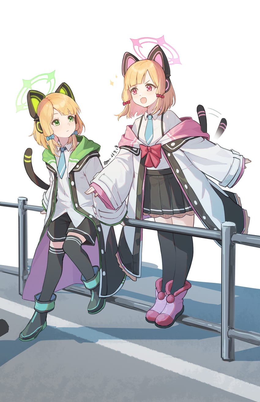 momoi and midori (blue archive) drawn by chiyo_akira