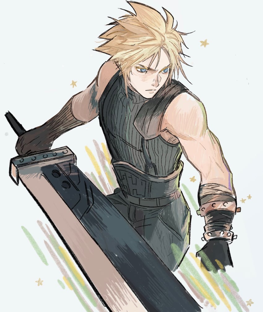 cloud strife (final fantasy and 2 more) drawn by strifvs