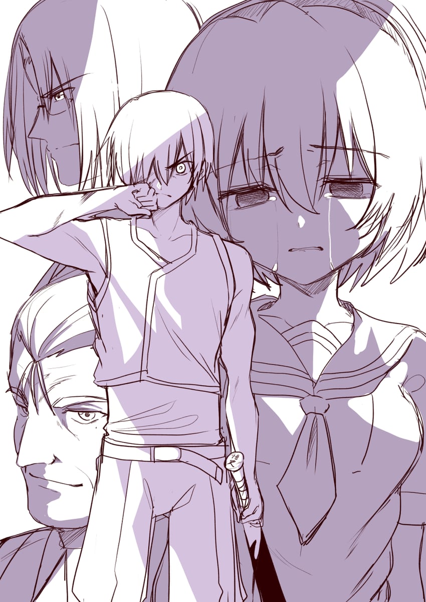 houjou satoko, maebara keiichi, irie kyousuke, and ooishi kuraudo (higurashi no naku koro ni) drawn by mahcdai