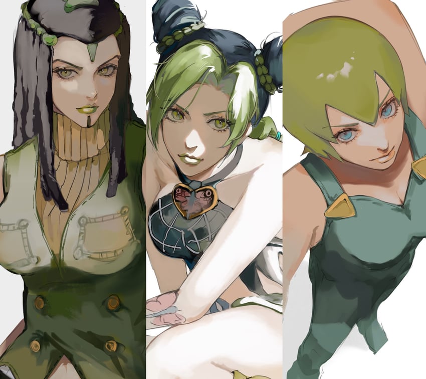 kujo jolyne, foo fighters, and ermes costello (jojo no kimyou na bouken and 1 more) drawn by e251a13