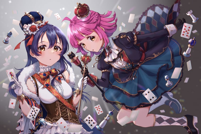 sonoda umi and tennoji rina (love live! and 2 more) drawn by kyaku_tasu