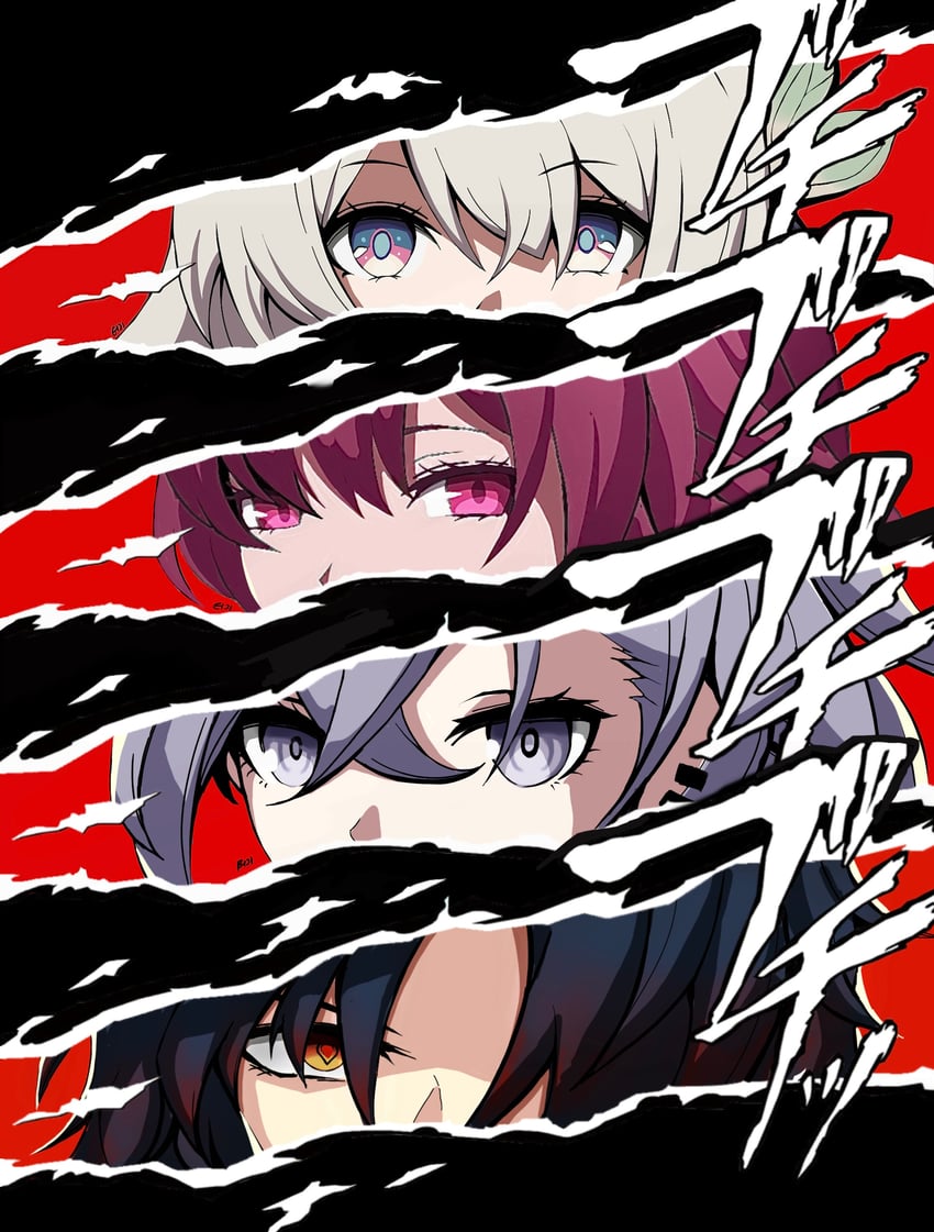 firefly, kafka, silver wolf, and blade (honkai and 3 more) drawn by eiji_nochi