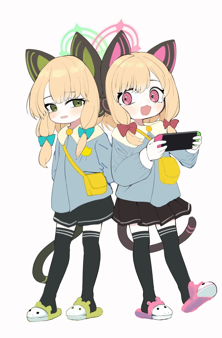 momoi and midori (blue archive) drawn by ran_(bearsoymilk)
