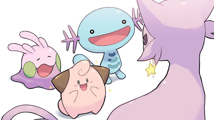 espeon, goomy, wooper, and cleffa (pokemon) drawn by numera_goomy
