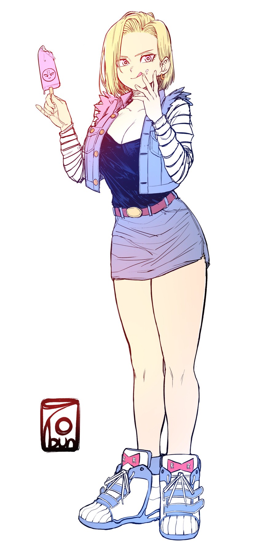 android 18 and kuririn (dragon ball and 1 more) drawn by 7bun_junbun