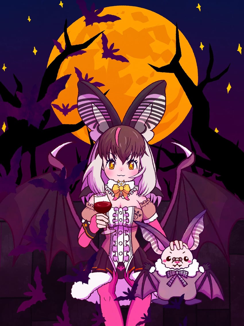 brown long-eared bat and poporu (kemono friends and 1 more) drawn by banibanite