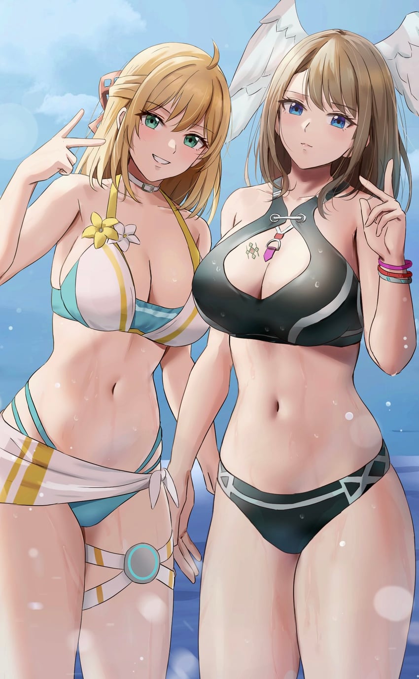 eunie and fiora (xenoblade chronicles and 2 more) drawn by amayo_thranana