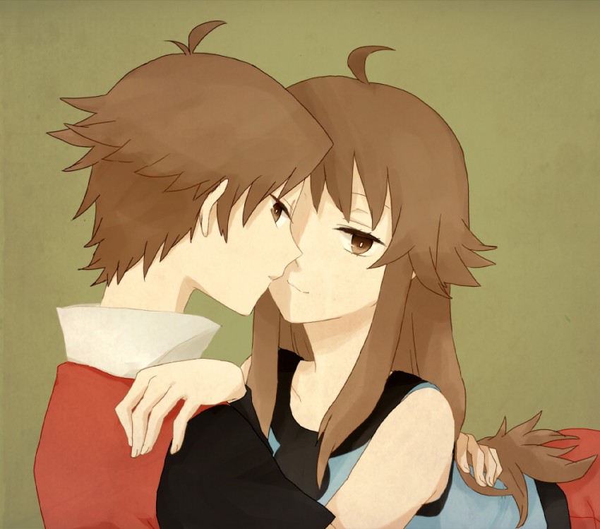 red and leaf (pokemon and 1 more) drawn by poko_(memo)