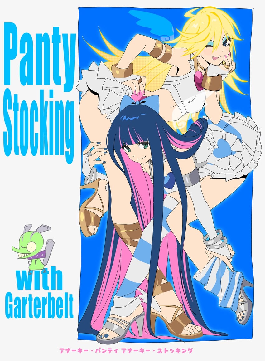 stocking, panty, and chuck (panty & stocking with garterbelt) drawn by betti_(xx_betti)