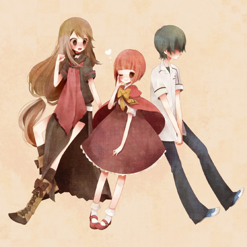 ookami ryouko, akai ringo, and morino ryoushi (ookami-san) drawn by poco24