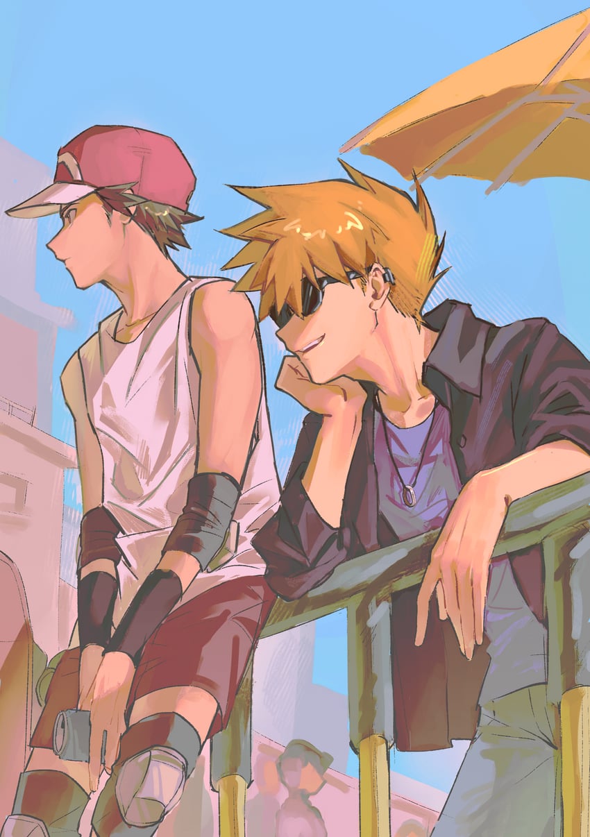 red and blue oak (pokemon and 1 more) drawn by meiyoumingzidekelianren