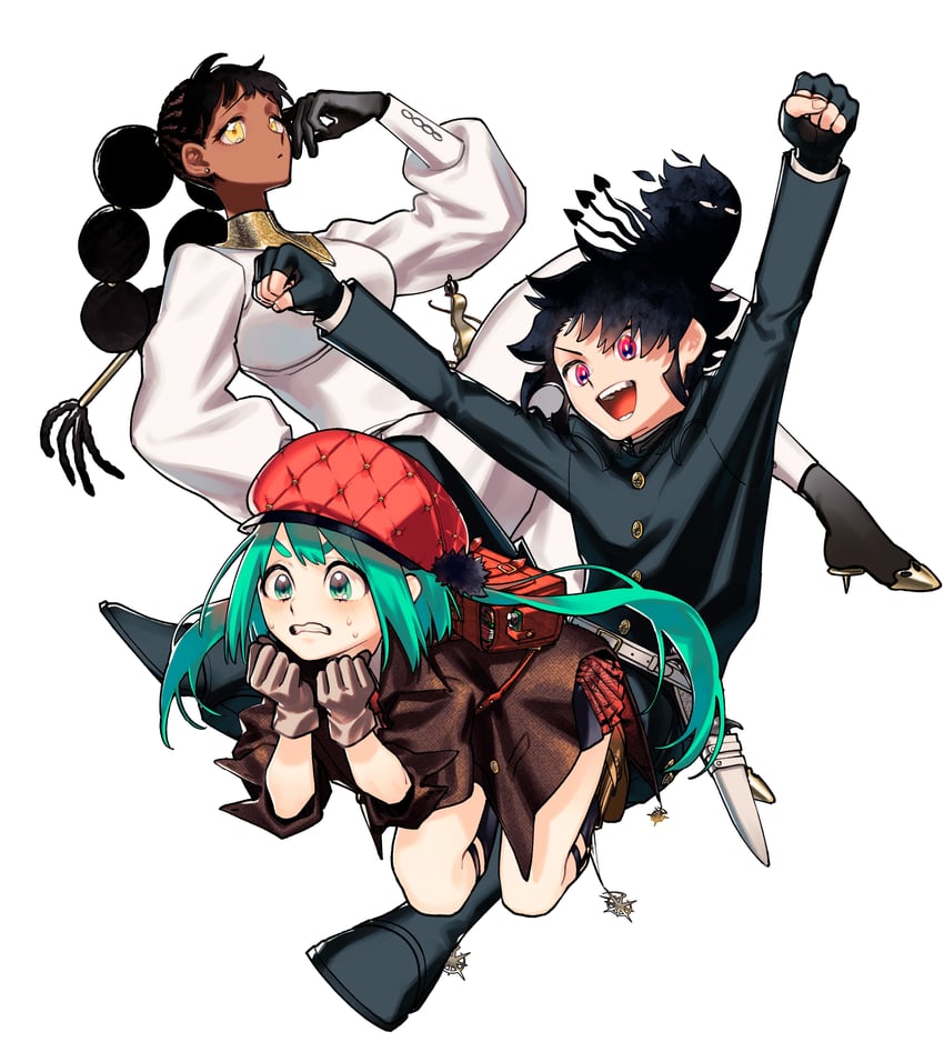 desscaras, ichi, kumugi, and king uroro (madan no ichi) drawn by usasaki_shiro