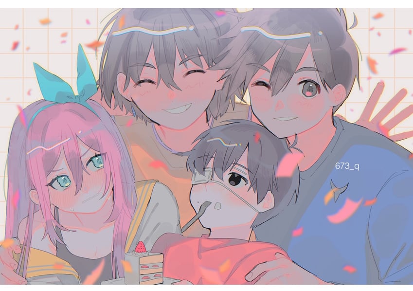 sunny, aubrey, kel, and hero (omori) drawn by 673_q