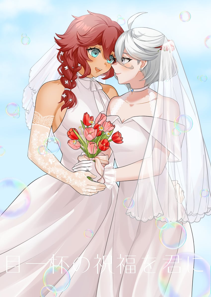 suletta mercury and miorine rembran (gundam and 1 more) drawn by coffee87119