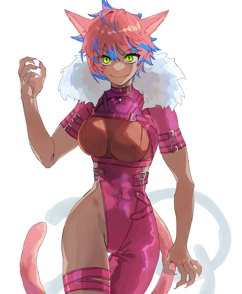 yaana and black cat (final fantasy and 1 more) drawn by gg_dal