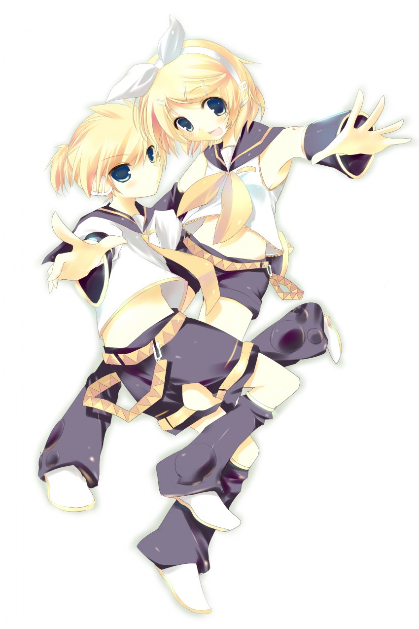 kagamine rin and kagamine len (vocaloid) drawn by kinoko_(hkn)