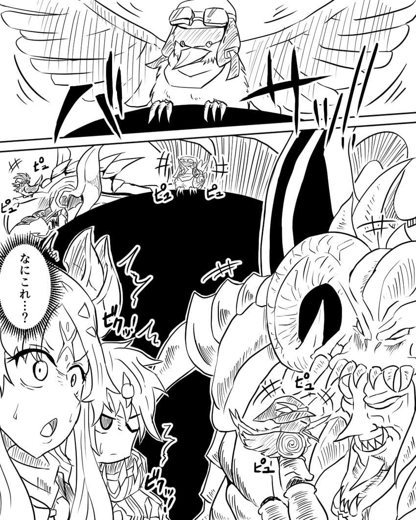 ecclesia, incredible ecclesia the virtuous, albaz, fallen of albaz, floowandereeze & snowl, and 3 more (yu-gi-oh!) drawn by kakutomiya_reioh