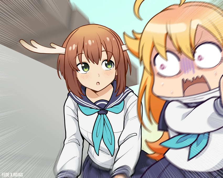 shikanoko noko and koshi torako (shikanoko nokonoko koshitantan) drawn by fede_x_rojas