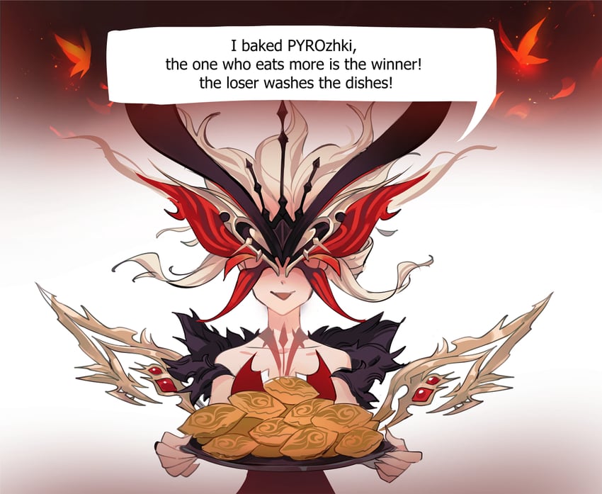 crimson lotus moth and signora (genshin impact) drawn by visualkid_n