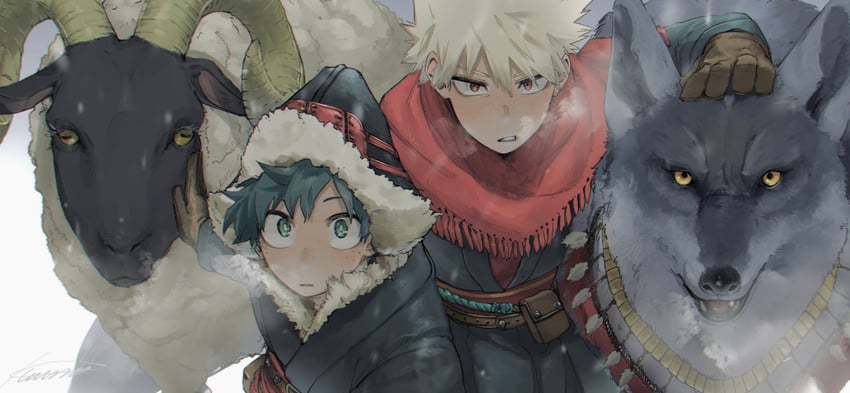 midoriya izuku and bakugou katsuki (boku no hero academia) drawn by kuwanosisyamo