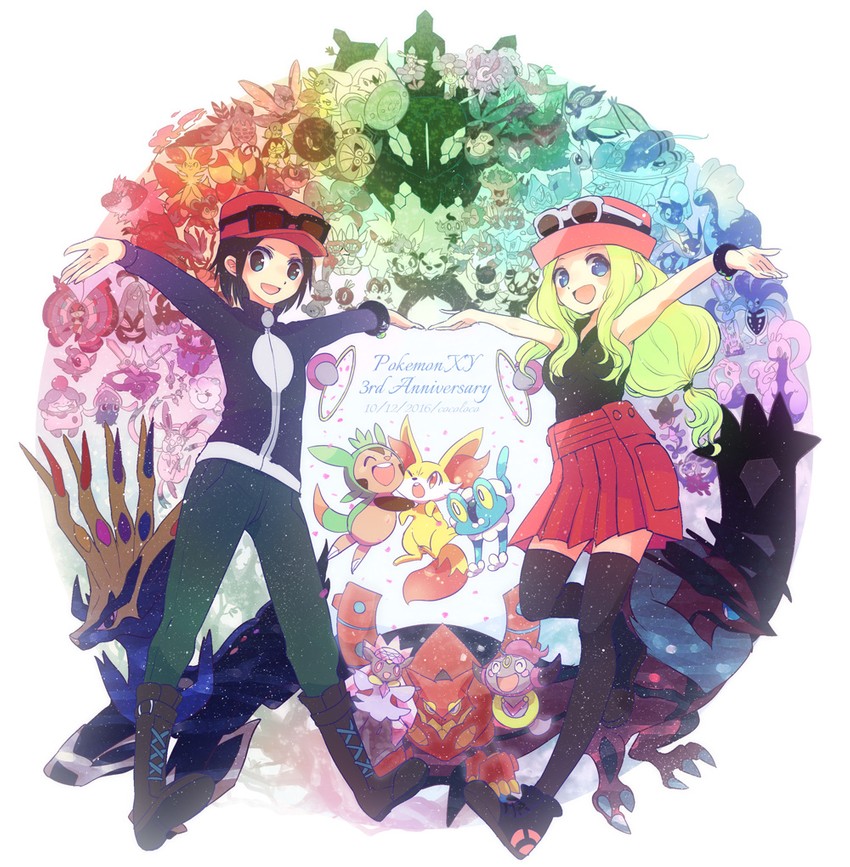 serena, sylveon, calem, litten, fennekin, and 65 more (pokemon and 1 more) drawn by cocoloco