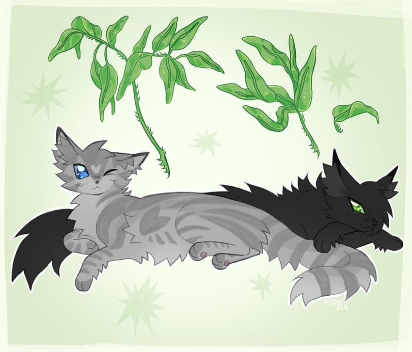 hollyleaf and cinderheart (warrior cats and 1 more) drawn by kitty_(fernwhisker)