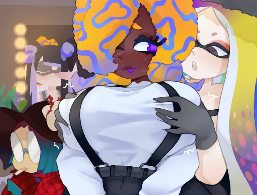 tao blu, yoko, tosh, and jessika (splatoon and 1 more) drawn by vespbee