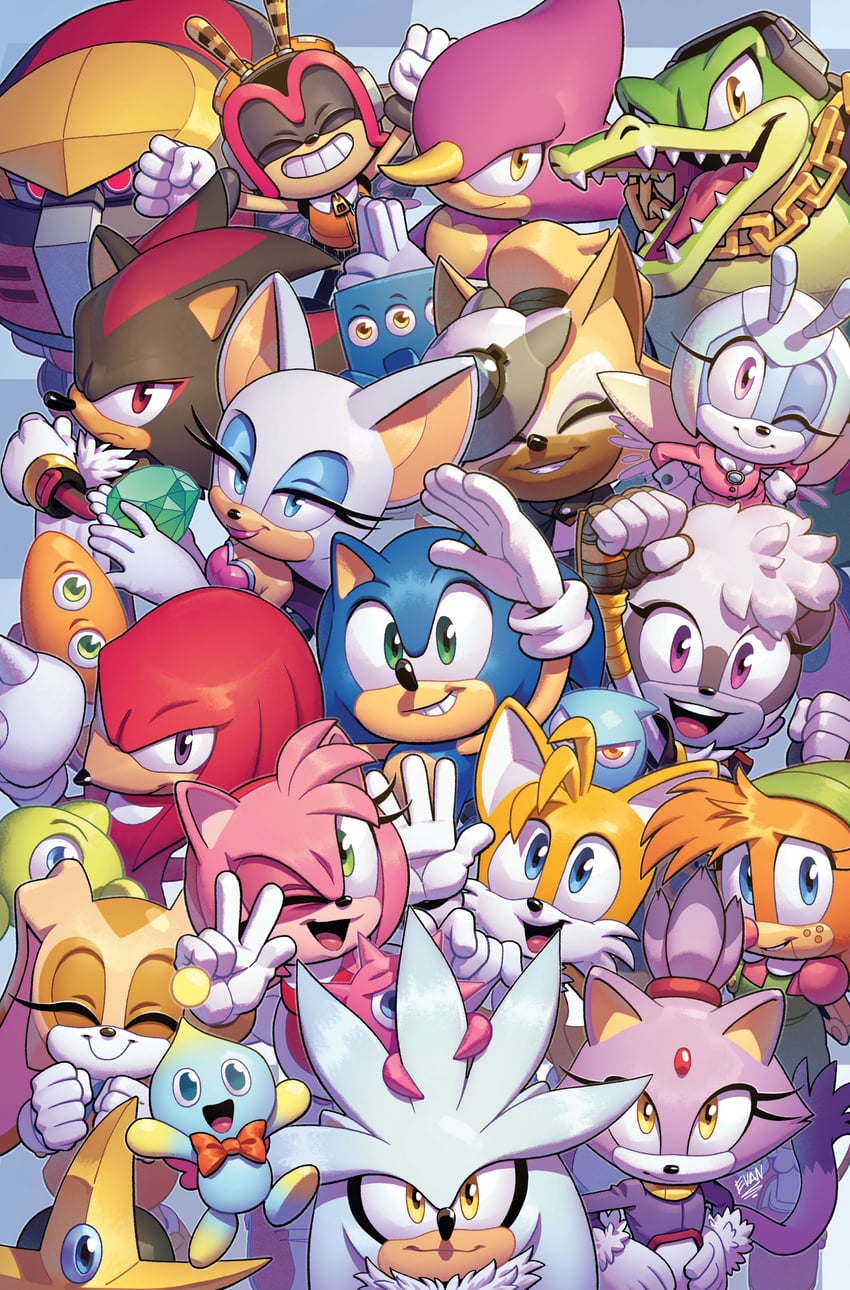 sonic the hedgehog, shadow the hedgehog, amy rose, blaze the cat, rouge the bat, and 21 more (sonic and 1 more) drawn by evan_stanley
