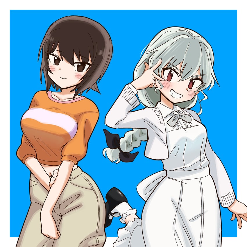 nishizumi maho and anchovy (girls und panzer) drawn by eisu_(eith)