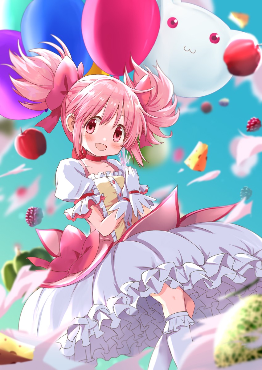 kaname madoka and kyubey (mahou shoujo madoka magica) drawn by rikopin
