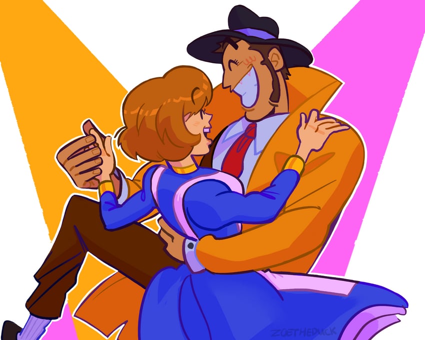 mine fujiko and zenigata kouichi (lupin iii) drawn by zoetheduck