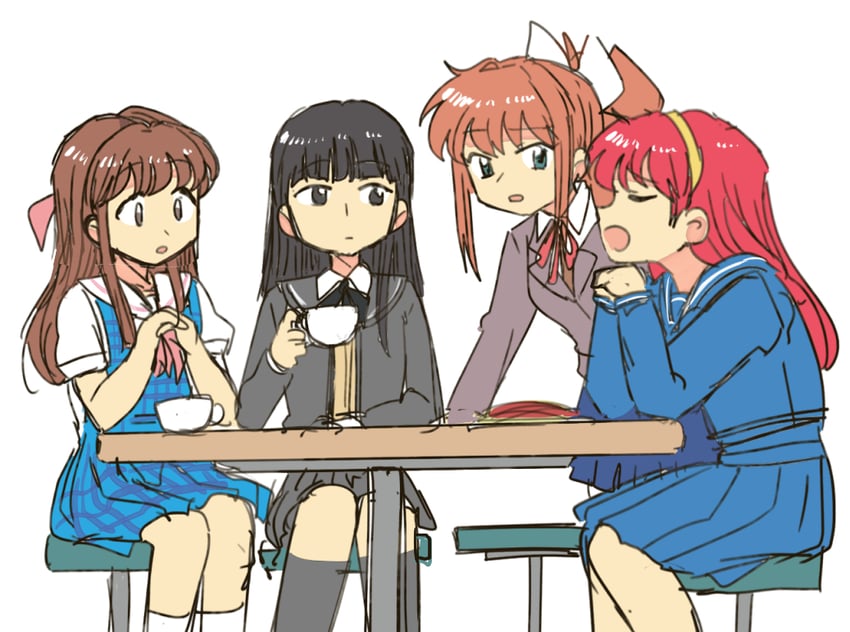 monika, ayatsuji tsukasa, erica fontaine, and fujisaki shiori (amagami and 5 more) drawn by tsubobot