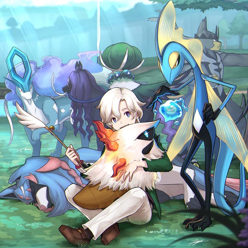 victor, inteleon, suicune, zacian, calyrex, and 4 more (pokemon and 1 more) drawn by tenyo0819