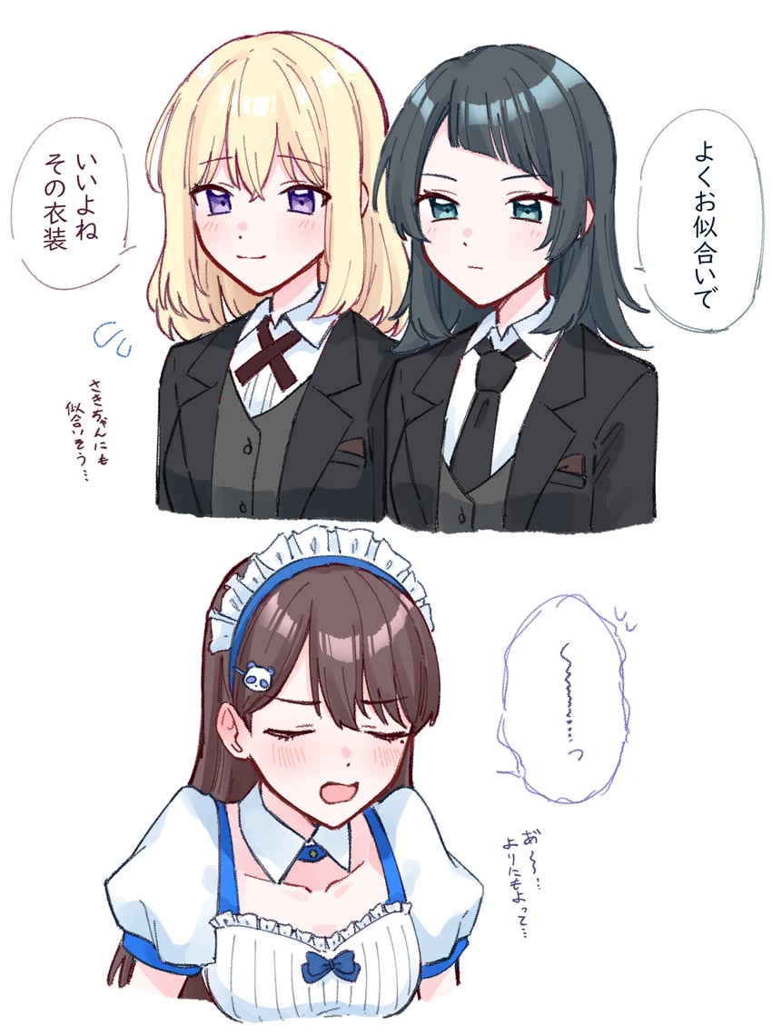 shiina taki, yahata umiri, and misumi uika (bang dream! and 2 more) drawn by zangemiya