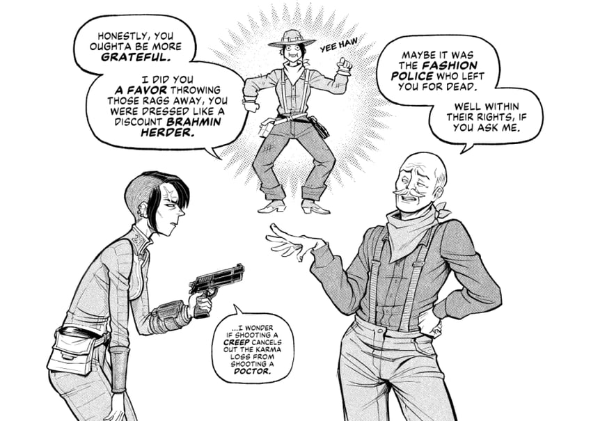 courier and doc mitchell (fallout and 1 more) drawn by mcnostril