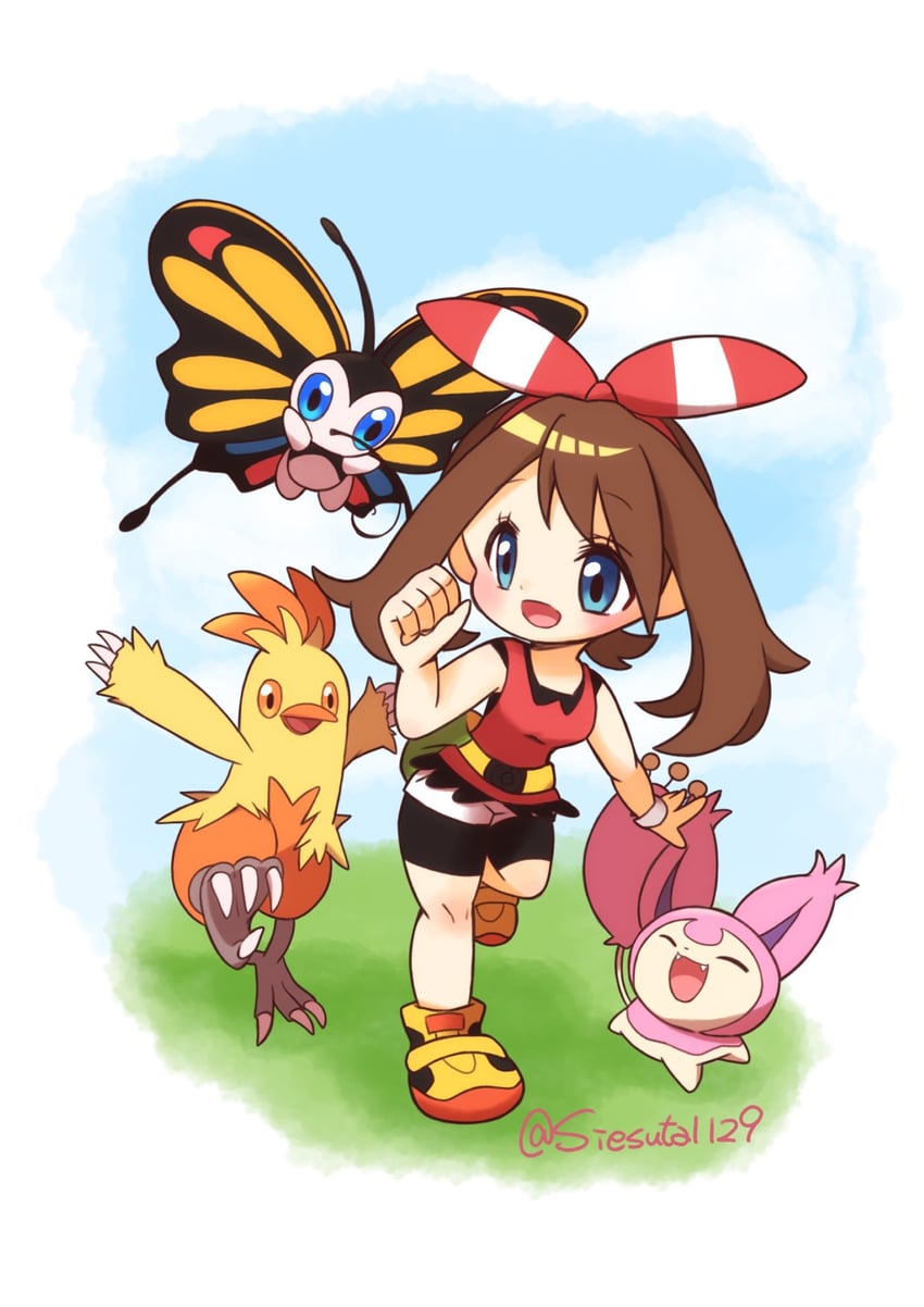 may, skitty, beautifly, and combusken (pokemon and 1 more) drawn by gokuaku_rabbit