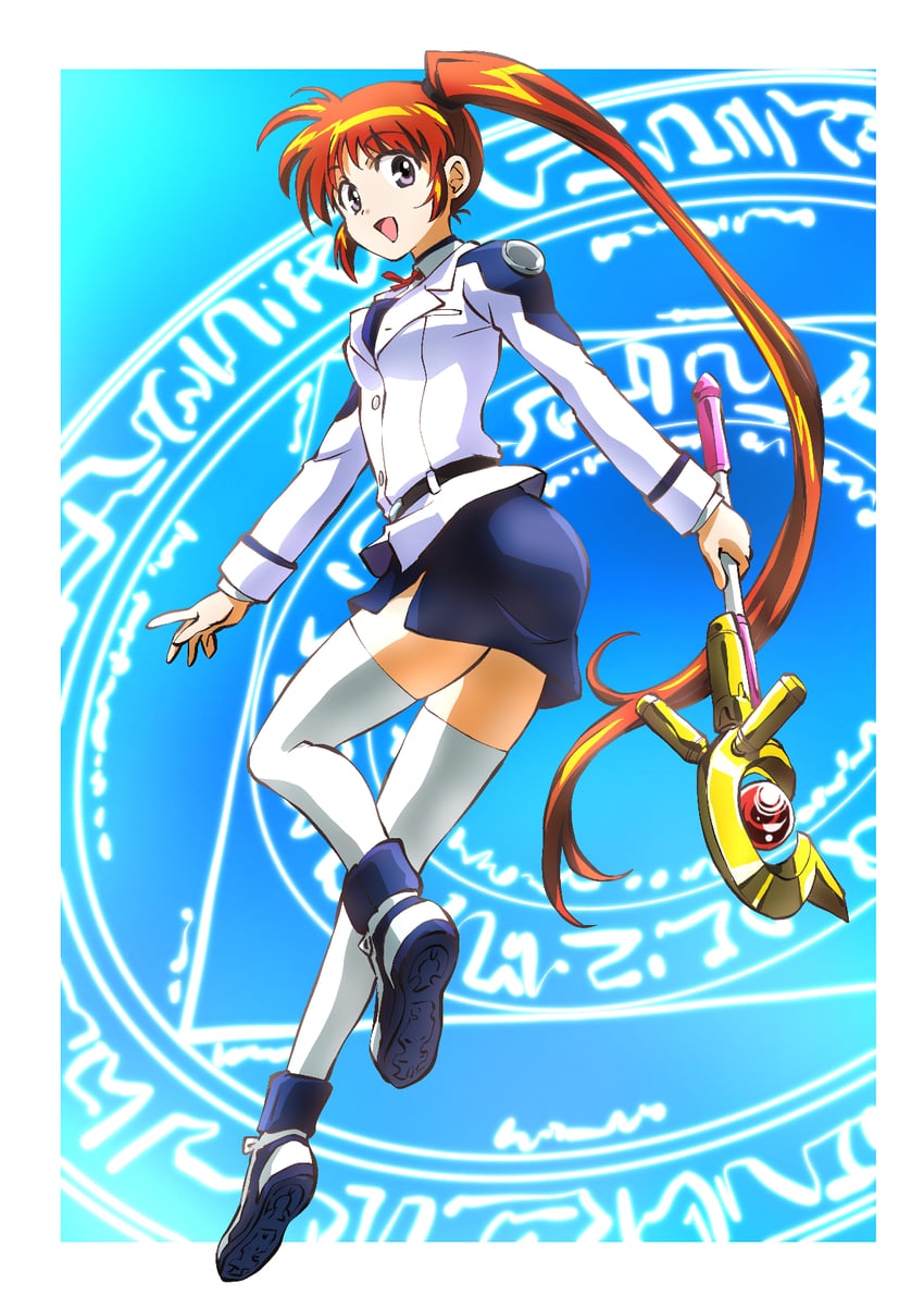 takamachi nanoha and raising heart (lyrical nanoha and 1 more) drawn by taiga_hiroyuki